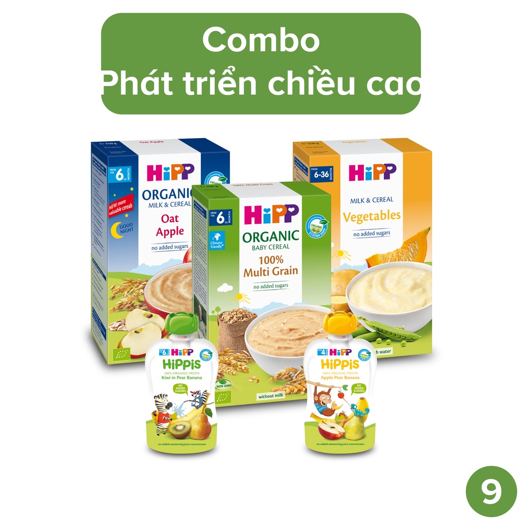 Combo ăn dặm HiPP Organic số 9: Phát triển chiều cao