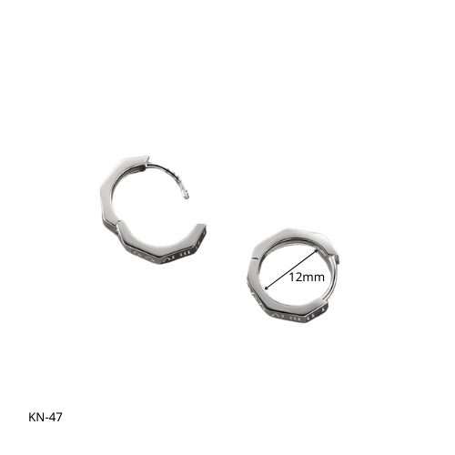 Khuyên tai nam bạc tròn khắc số la mã unisex Timeless (1 chiếc)| GEMY SILVER KN47