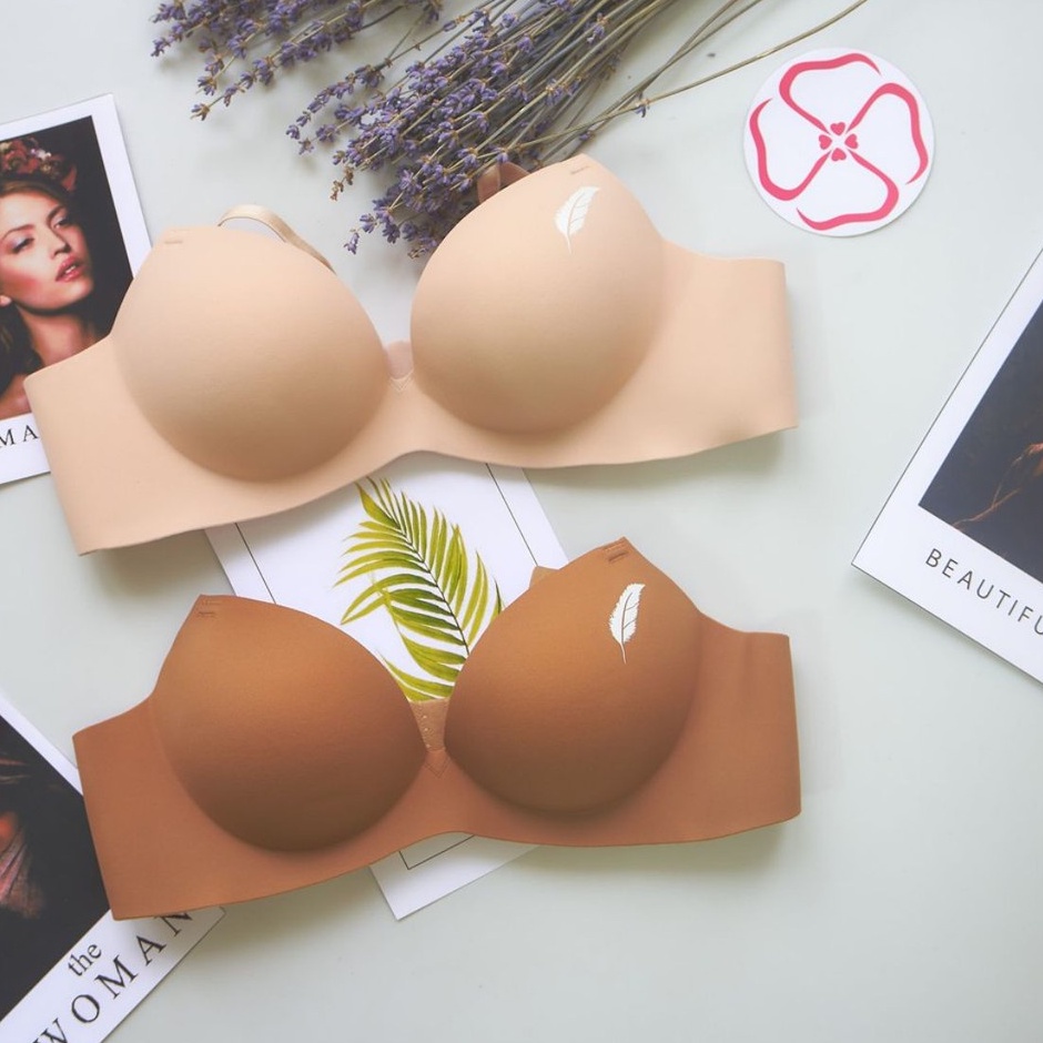 Áo Ngực Su Không Gọng Hình Chiếc Lá 2 Quây Cài Sau Đệm 3cm DAN L&amp;U A01