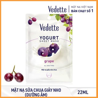 ❤️ MẶT NẠ GIẤY SỮA CHUA NHO 22ml VEDETTE