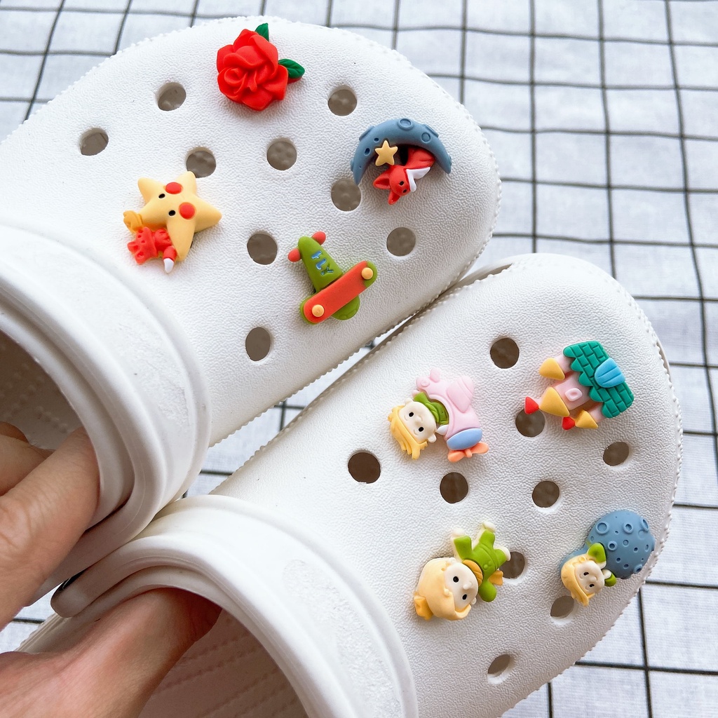 sticker dép crocsBộ 8 Phụ Kiện Trang Trí Nút Giày Dễ Thương DIY