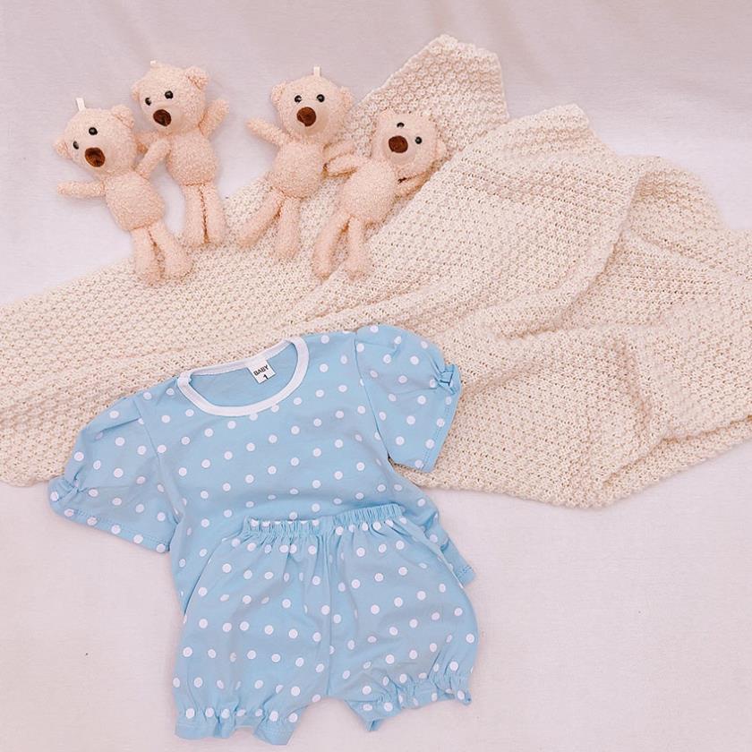 SET ÁO CỘC TAY CHO BÉ GÁI - CHẤT LIỆU COTTON BỒNG QUẦN RÚM BÈO XINH DỄ THƯƠNG , CO GIÃN 4 CHIỀU SIZE 7-19KG [CT16]