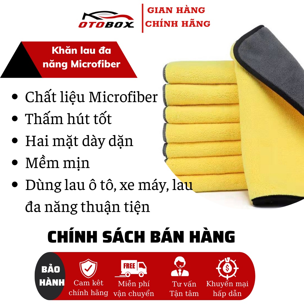 KHĂN LAU Ô TÔ MICROFIBER 2 MẶT 2 LỚP VÀNG GHI SIÊU DÀY DẶN THẤM HÚT TỐT DÀNH CHO Ô TÔ
