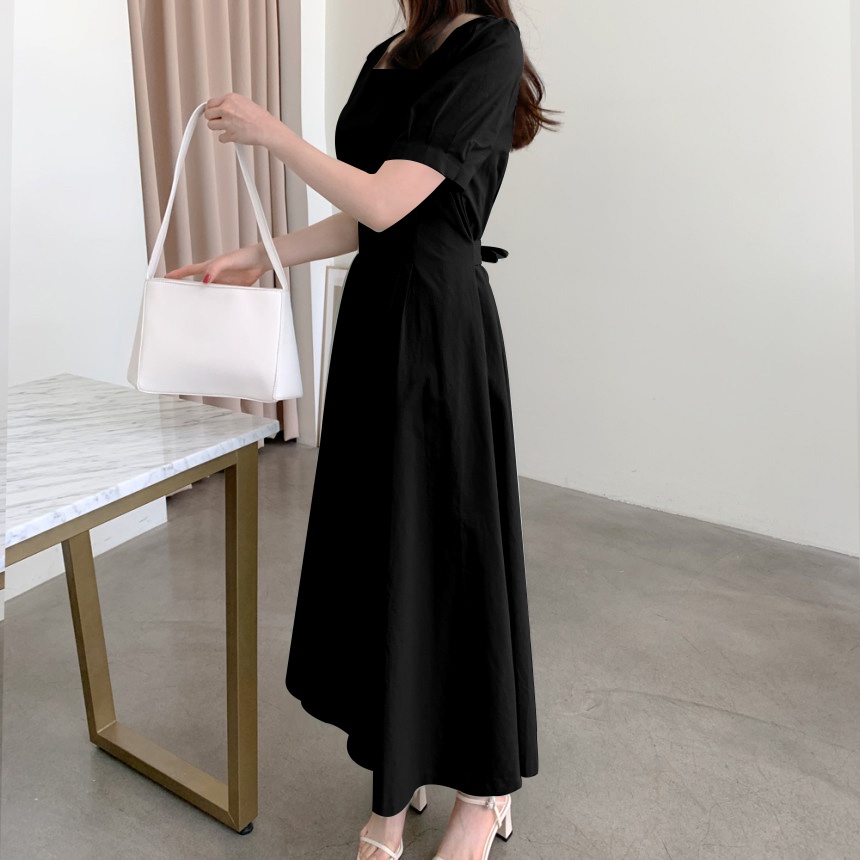 Đầm dài ZANZEA tay ngắn cổ vuông thời trang cho nữ