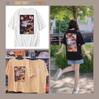 Áo thun, áo phông MONKEY tay lỡ unisex nam nữ freesize form rộng giấu quần mặc couple nhóm