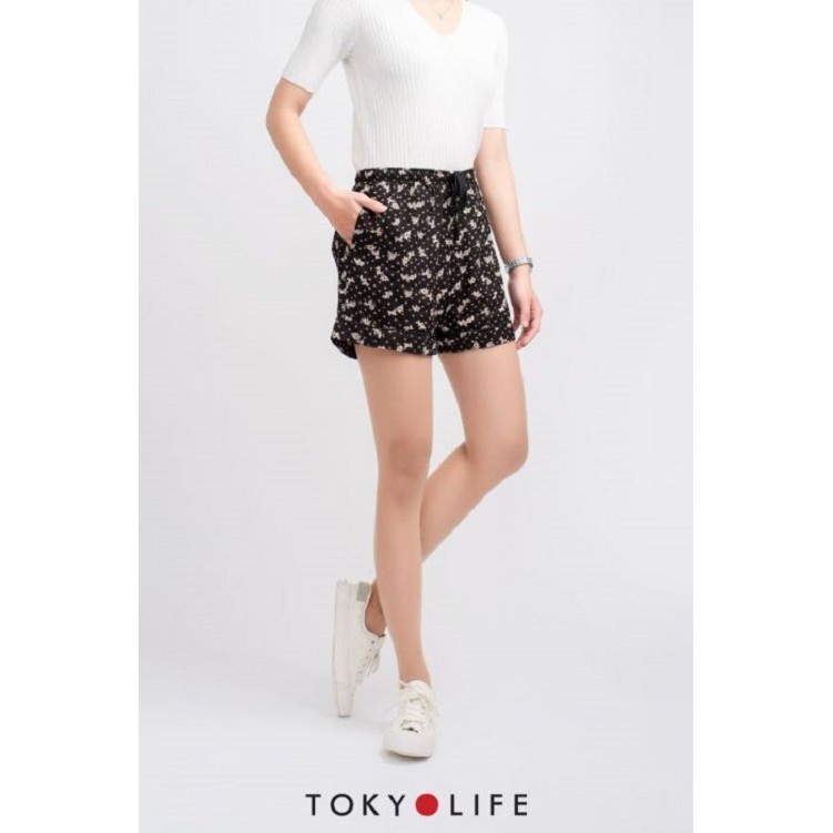 Quần Shorts lanh Nữ TOKYOLIFE họa tiết bắt mắt I9SHP003G
