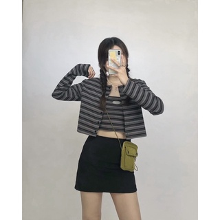 JANET STUDIO •  Set áo sọc xám đen