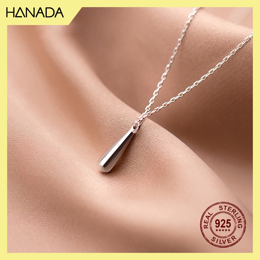 Dây Chuyền Bạc 925 Hanada Vòng Cổ Bạc Giọt Nước Trơn Đơn Giản 0783 F5