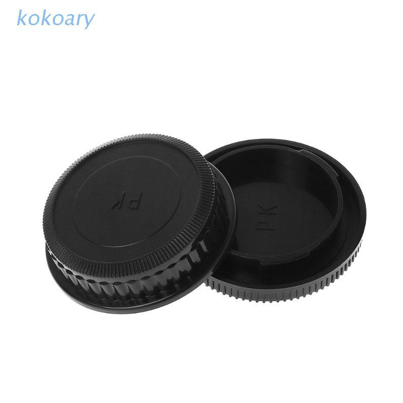 KOK Rear Lens Body Cap Camera Cover Set Anti-dust Screw Mount Protection Plastic Black for Pentax PK DA126