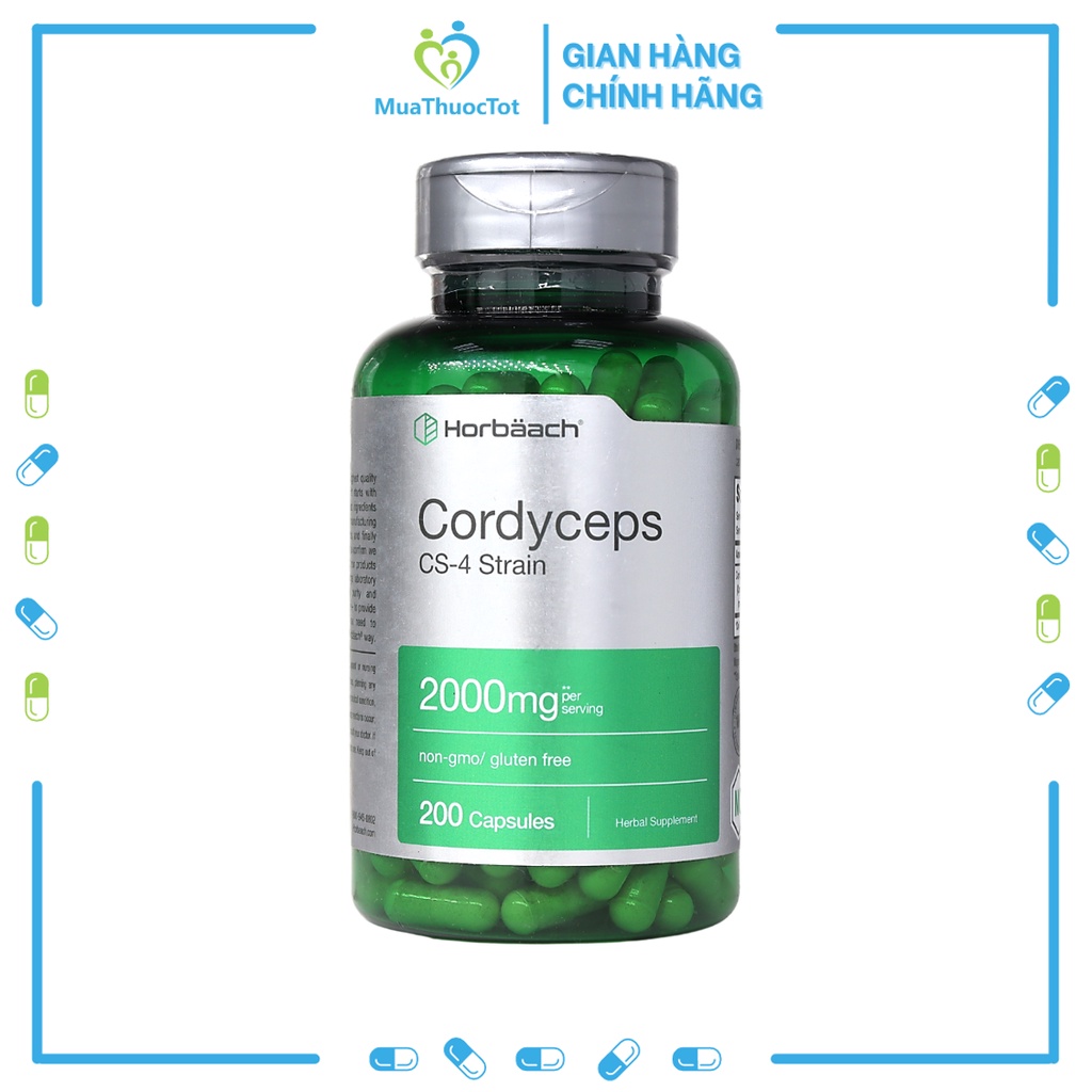 Viên Uống Đông Trùng Hạ Thảo Horbaach Cordyceps CS-4 Strain 2000mg 200 Viên