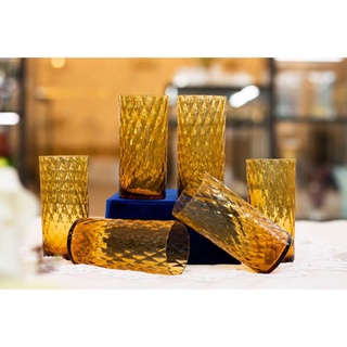Set 6 cốc pha lê tiệp màu vàng nhập khẩu chính hãng