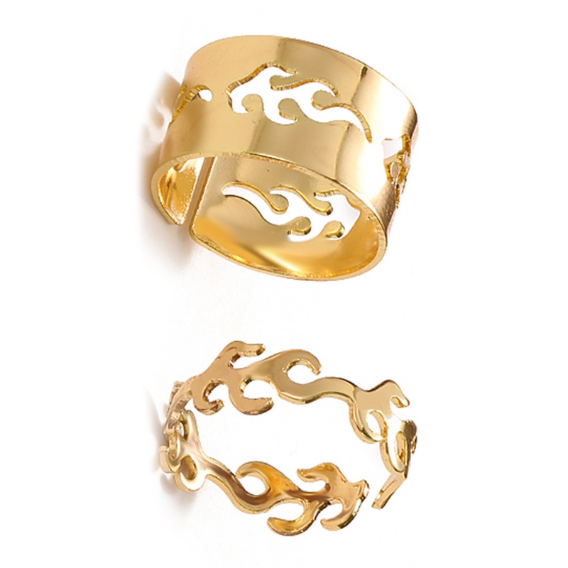 Set 2 Nhẫn Hợp Kim Hình Ngọn Lửa Phong Cách Retro