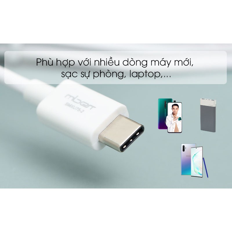 Cáp Type C - Type C 2m Mbest SMXU75 Trắng ( Like New )