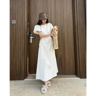 Đầm suông dài ngắn tay phồng điểm nhấn phần khoét eo rút dây điều chỉnh nhiều màu nhẹ nhàng HARPER DRESS - Sibling House