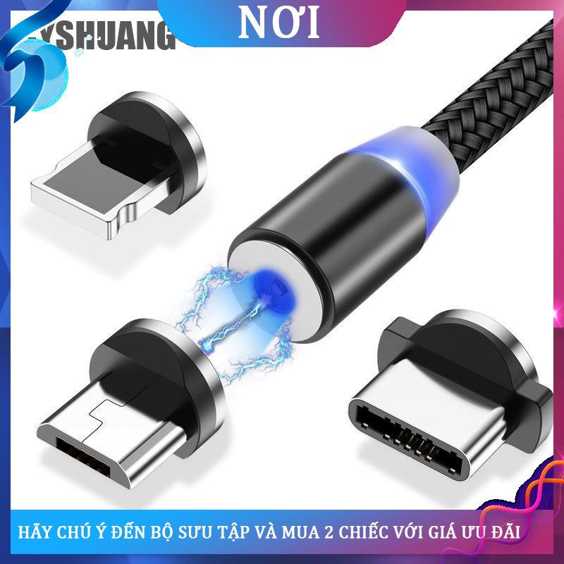 ☌✾Cáp Sạc Nhanh Có Đèn LED Và Đầu cắm Micro USB / Type C iOS Cho Thiết Bị Android Iphone (Có bán lẻ)