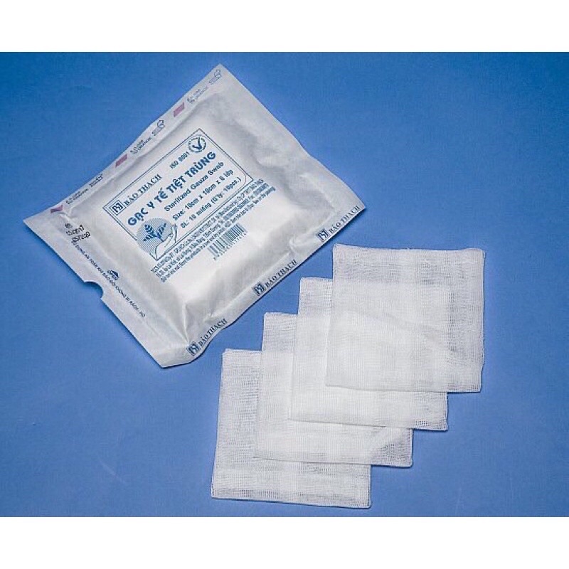 GẠC Y TẾ TIỆT TRÙNG BẢO THẠCH 10x10 (THÙNG 100 GÓI, GÓI 10 MIẾNG)