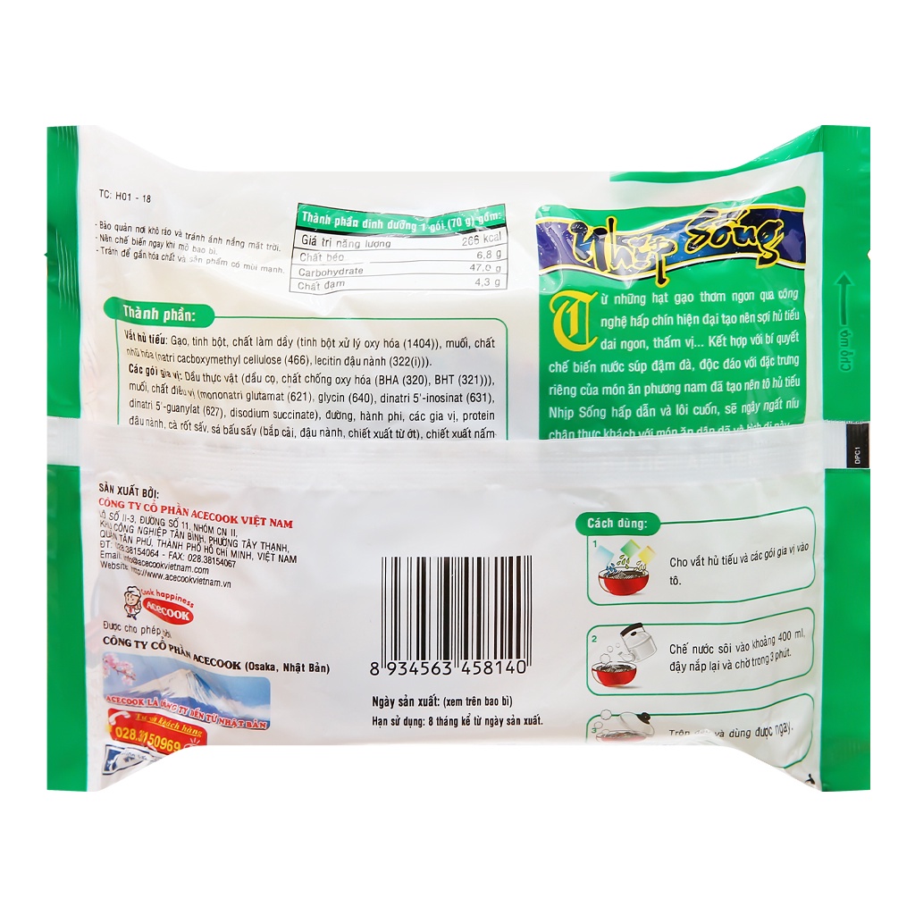 Combo 5 gói hủ tiếu sườn heo Nhịp Sống 70g