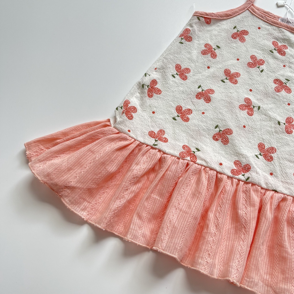 Váy bé gái hai dây Nina Kids Boutique Đầm trẻ em sơ sinh Mùa hè Họa tiết Size 0m 24m