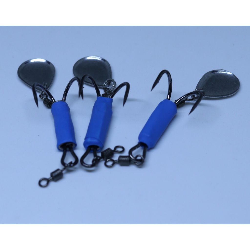 Double Hook KITI ( Lưỡi câu đôi KITI đã gắn đầy đủ phụ kiện cho nhái hơi và nhái gỗ dùng để làm mồi câu lure)