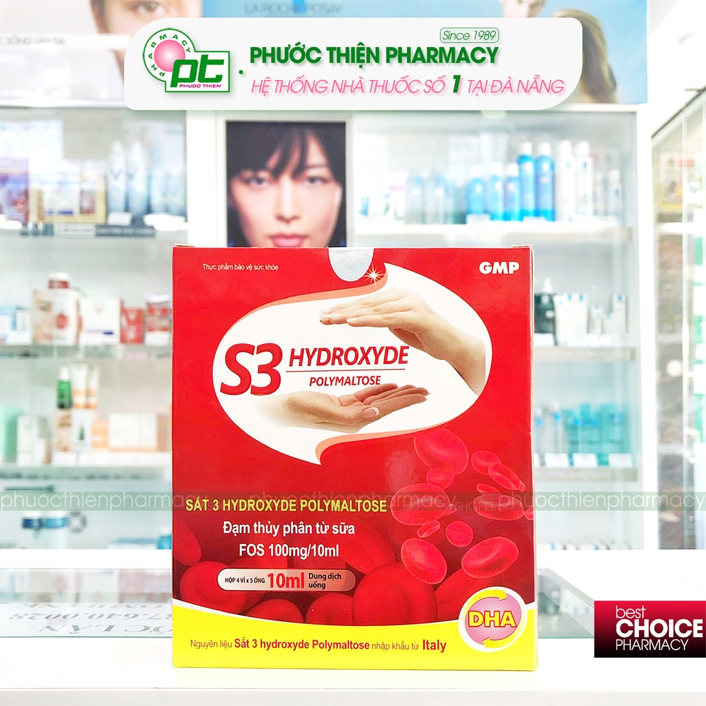 Sắt nước dạng ống bổ máu bổ sung sắt S3 Hydroxyde Polymaltose hộp 20 ống nhựa