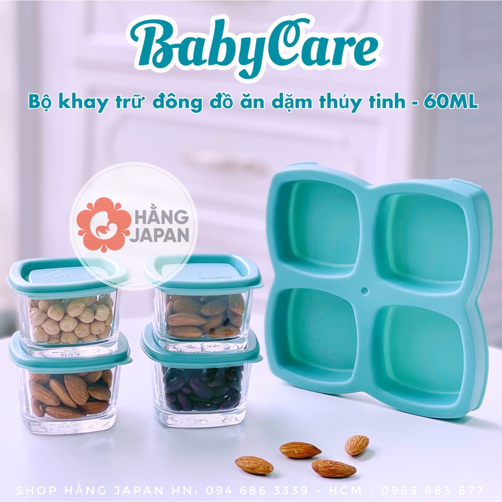 [ CHÍNH HÃNG] Set 4 hộp trữ đông thuỷ tinh BABYCARE cao cấp