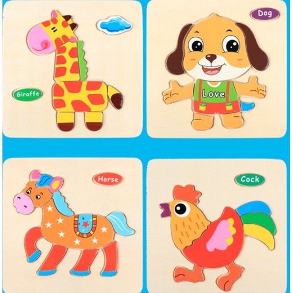 Đồ Chơi Tranh Ghép 3D Hình Hoa Quả, Động Vật Và Phương Tiện Giao Thông Cho Bé