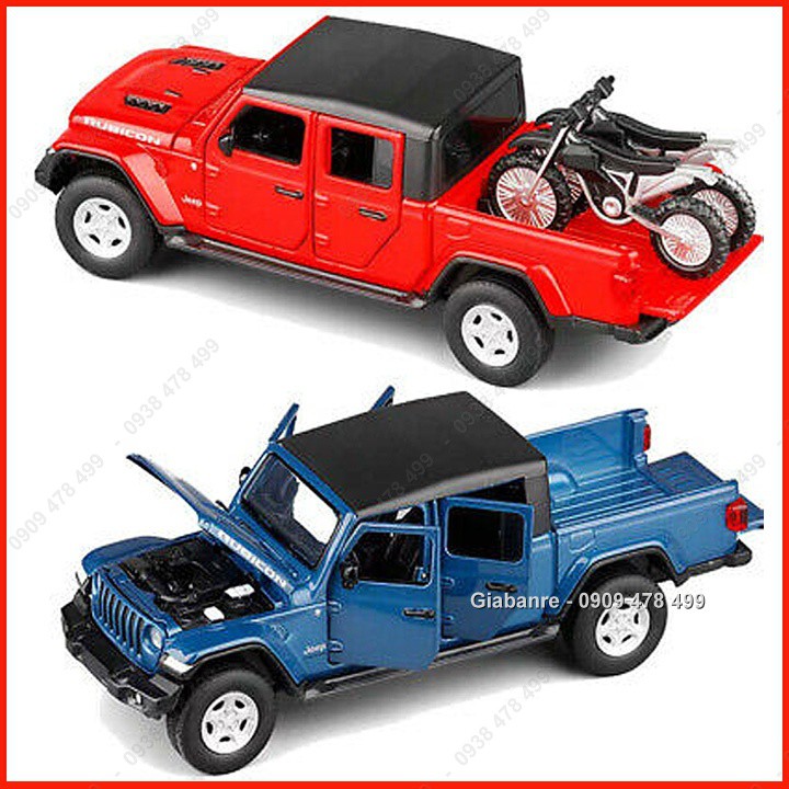 Xe Mô Hình Kim Loại Bán Tải Jeep Rubicon Gladitor Kèm 2 Moto - Tỉ Lệ 1:32 – 9732