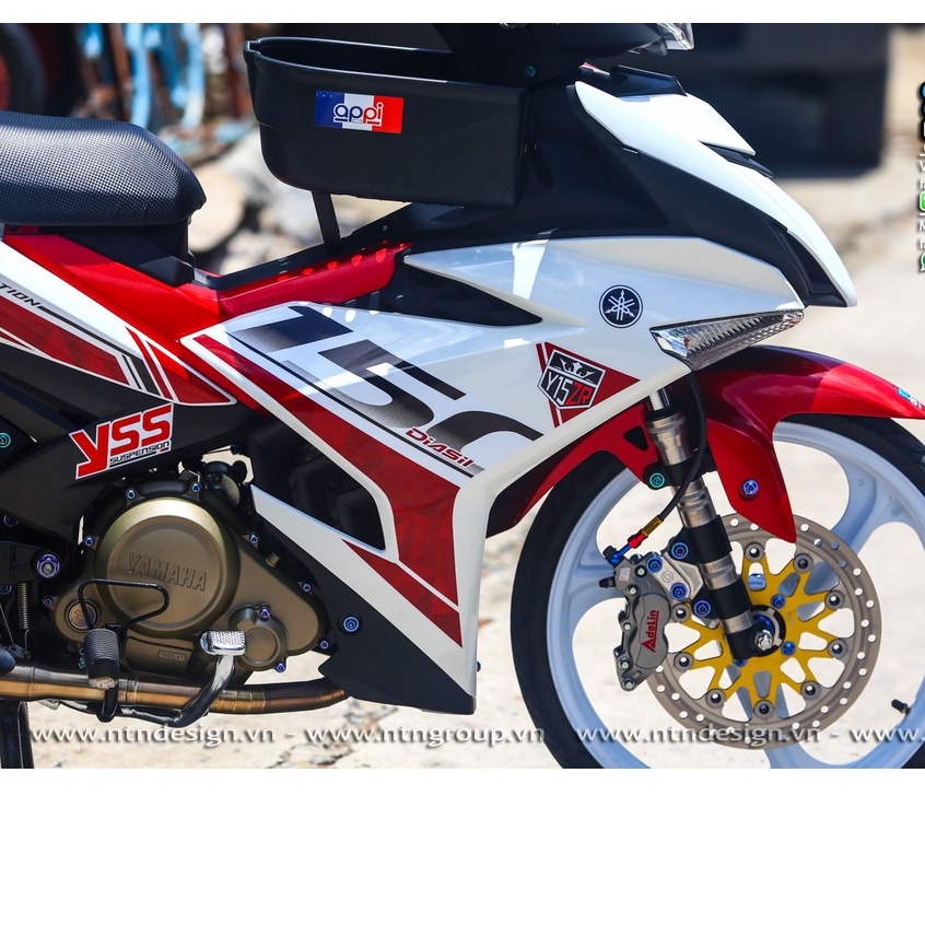 Tem rời exciter 150 trắng đỏ y15zr , tem 3 lớp cao cấp