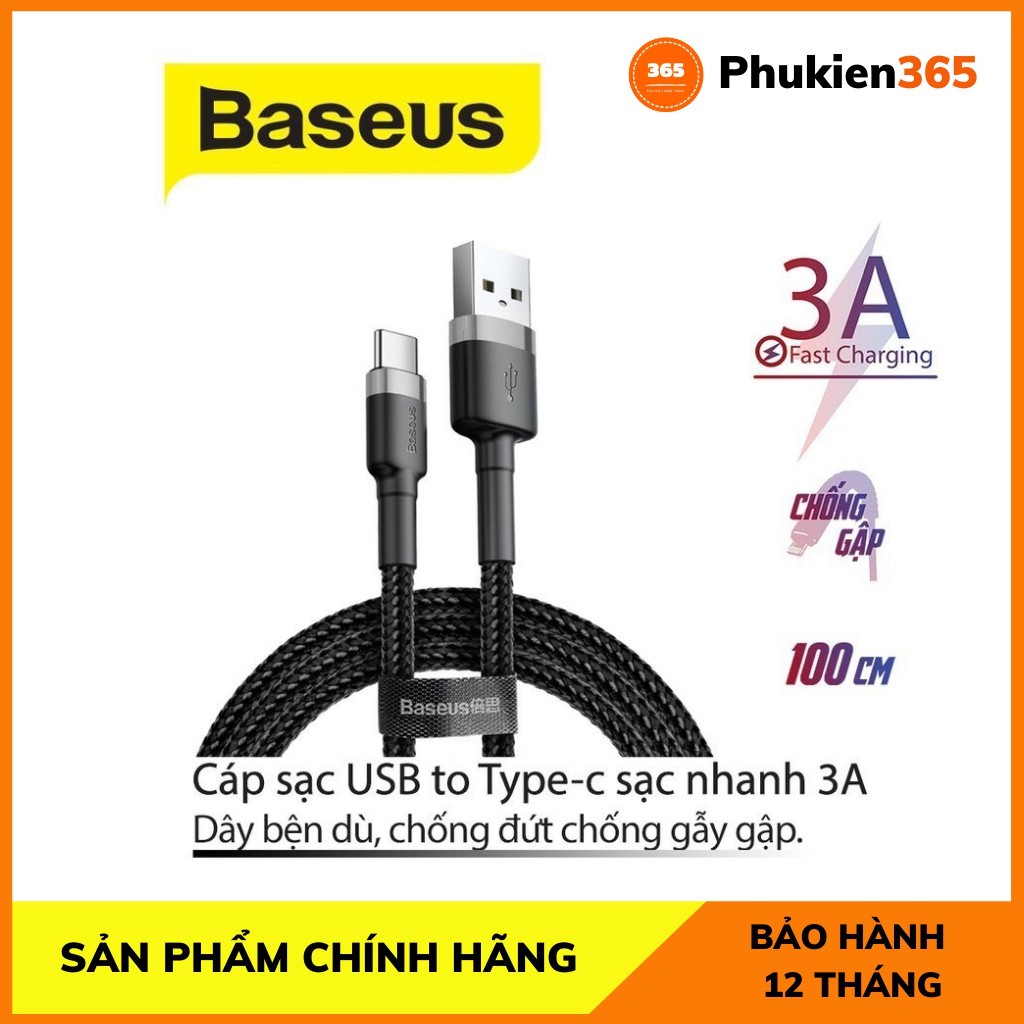 Cáp sạc nhanh Type-C Baseus cho Samsung Oppo Xiaomi Sạc Nhanh QC 3.0 Hỗ trợ truyền dữ liệu Dài 1M/2M