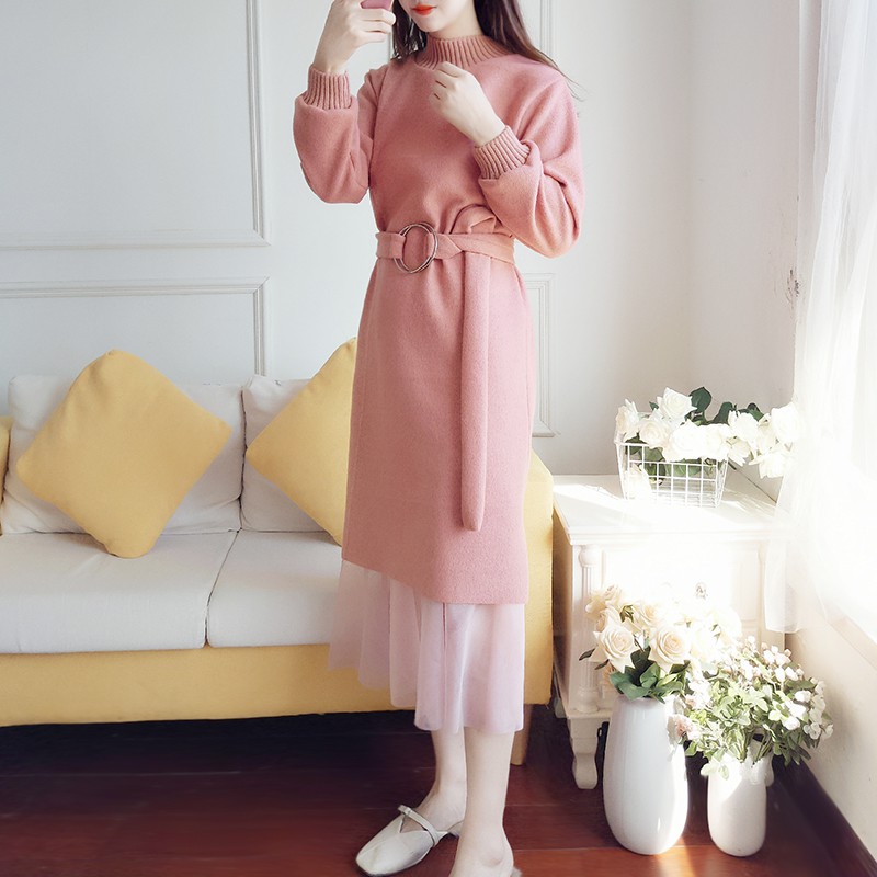 ĐẦM LEN DÀI TAY CHÂN REN