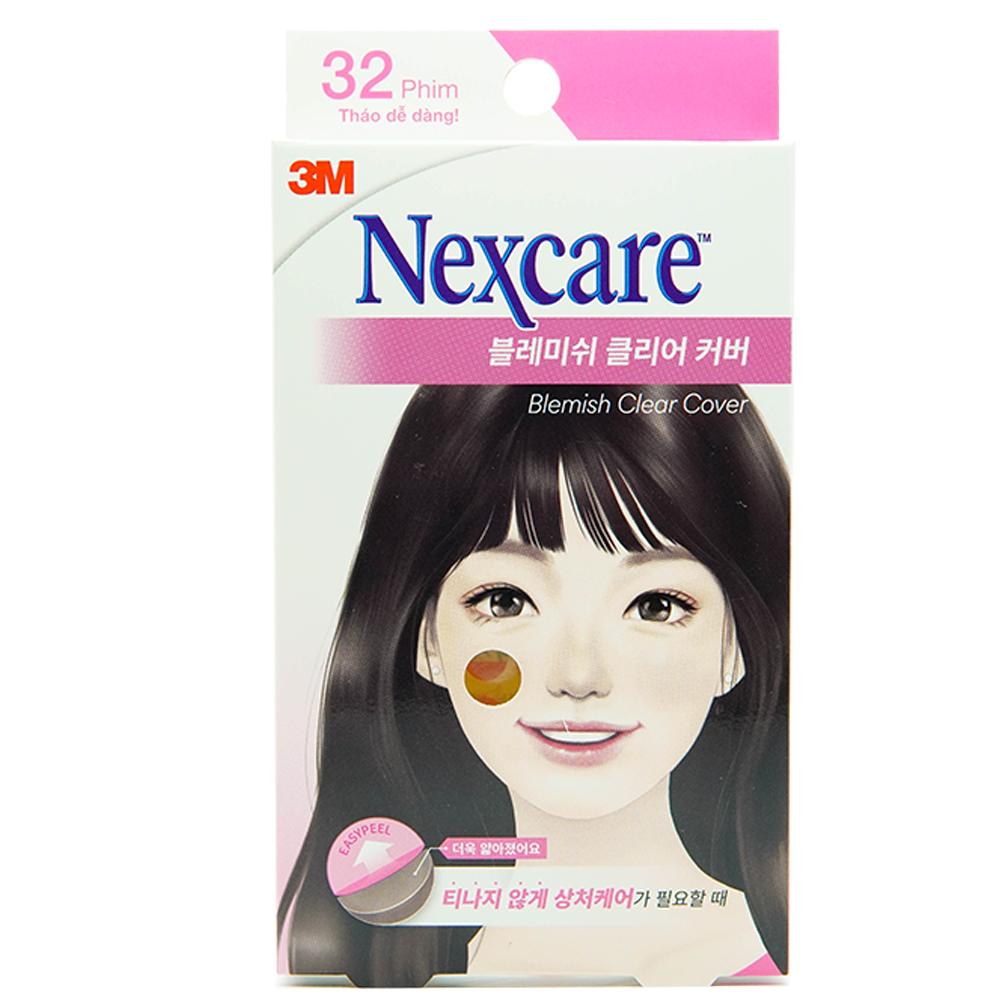 Miếng dán mụn Nexcare 3M hộp 32 miếng (24 miếng 8mm, 8 miếng 12mm) - Siêu mỏng, không thấm nước, mờ thâm BBC