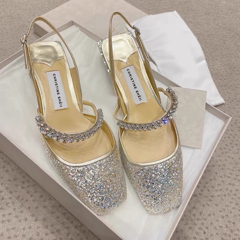 Giày slingback mũi vuông quai đính đá ✨ MUST - HAVE