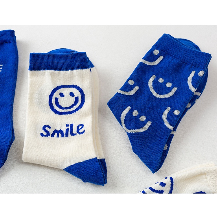 WAFNHA D191 Vớ Nữ Cổ Cao In Hình Mặt Cười Dễ Thương