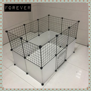 Chuồng quây thú cưng lắp ghép 10 miếng lưới đen - 9 miếng nhựa trắng - 1 cửa lưới - 30 chốt đen