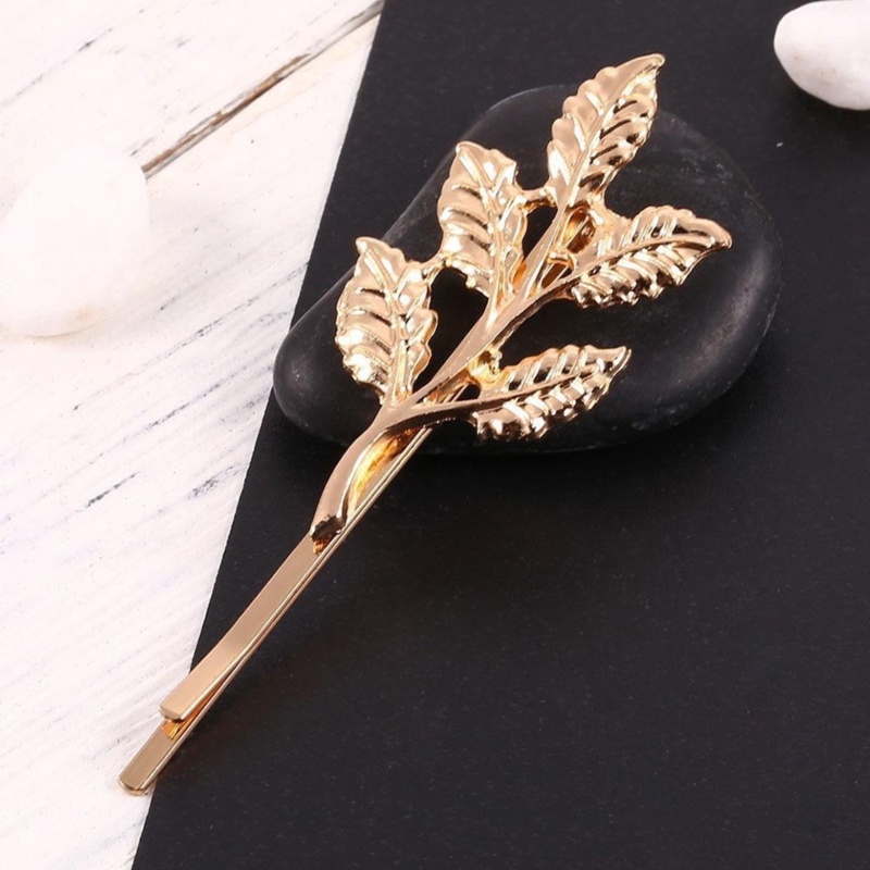 Kẹp Tóc Hợp Kim Mạ Vàng/Bạc Hình Lá Có Đính Đá Đầy Quý Phái