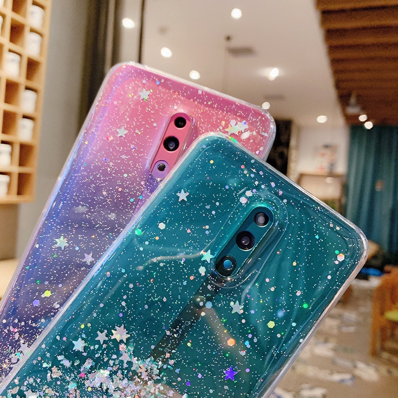 OPPO Reno 3 Pro Reno 2F 2Z Reno 2 Z ACE Reno 10X Zoom Case Silver Foil Bling Starry Sky Glitter Soft Silicon Phone Cover