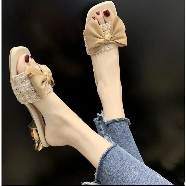 Jiashucheng Dép Sandal Đính Nơ Thời Trang Mùa Hè Cho Nữ