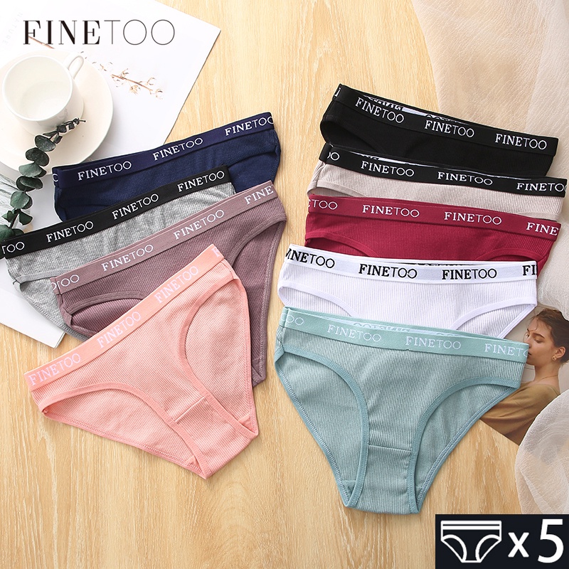 Set 5 quần lót nữ FINETOO size M-2XL vải cotton in chữ nhiều màu sắc