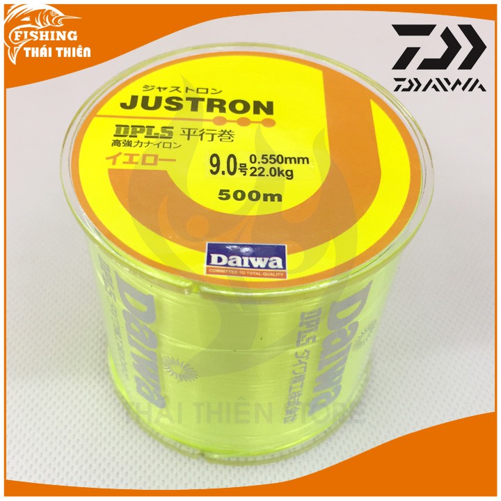 Dây câu, Cước Câu Cá Daiwa Justron Siêu Bền Dài 500m màu vàng