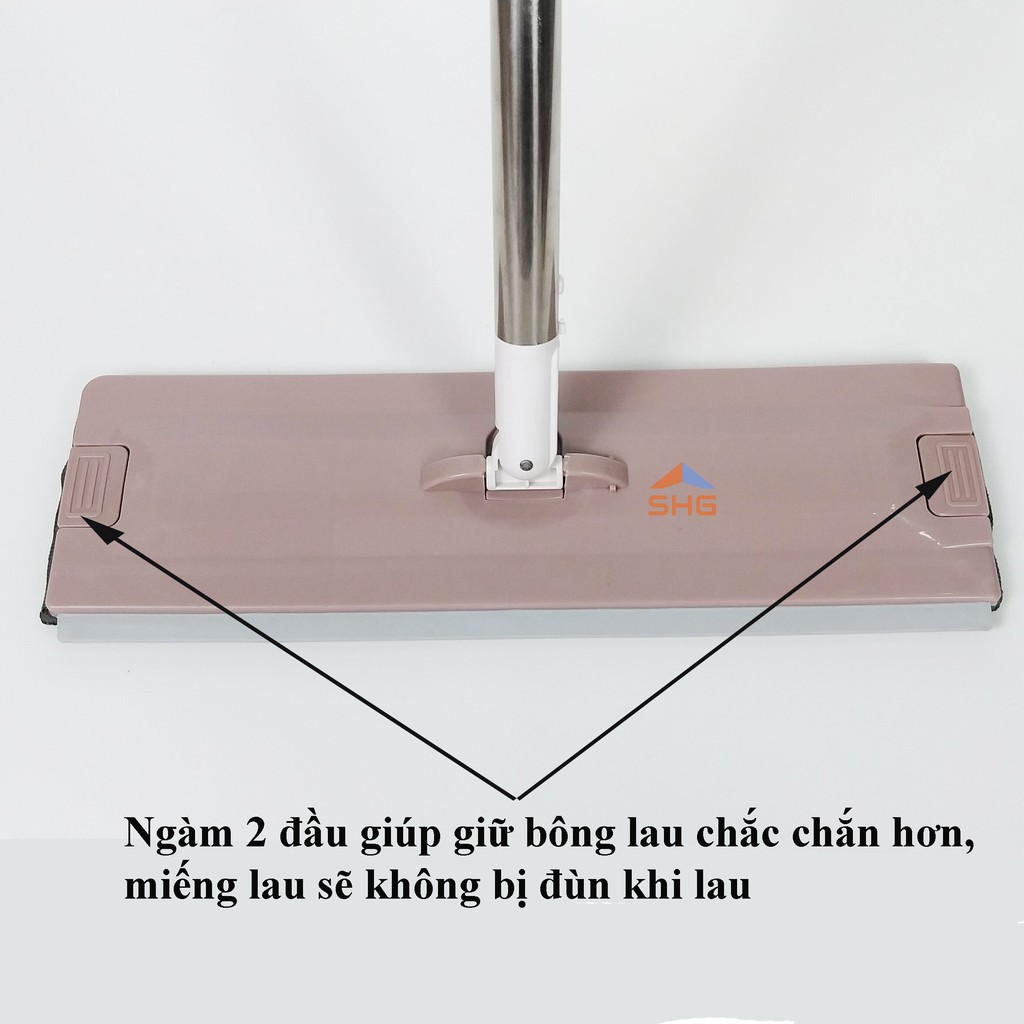 ( MUA LẺ - GIÁ SỈ ) CÂY LAU NHÀ TỰ VẮT CÓ GẠT NƯỚC BÔNG GÀI 2 ĐẦU, BÔNG 12X38 CM, HÀNG CHÍNH HÃNG