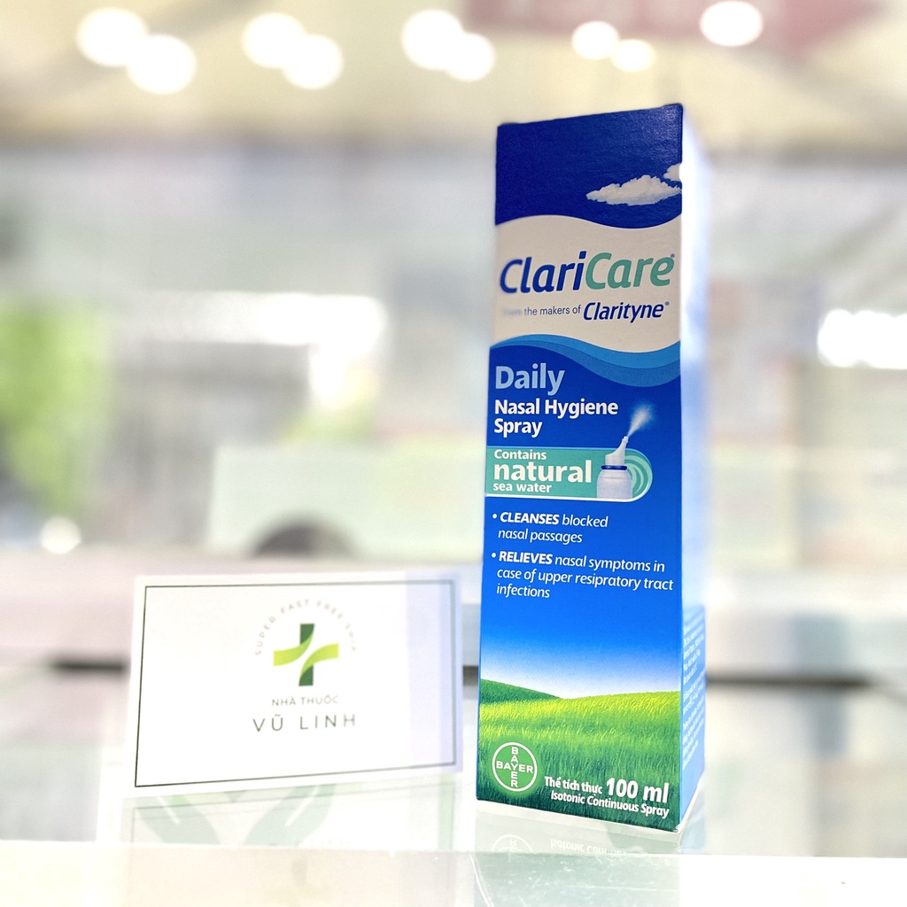 (CHÍNH HÃNG) Dung dịch rửa mũi hằng ngày, thành phần nước biển tự nhiên ClariCare Daily Nasal Hygiene Spray (Chai 100ml)