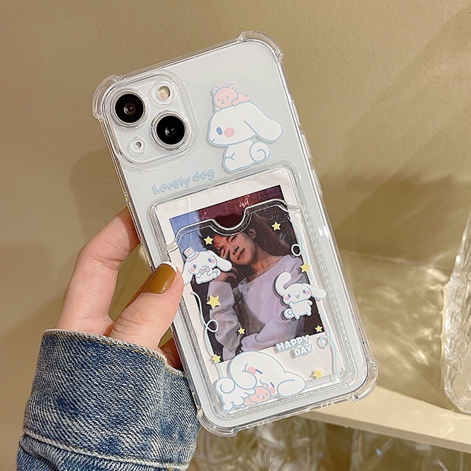 Ốp điện thoại silicon dẻo họa tiết chú chó dễ thương kèm ngăn đựng thẻ compatible for iPhone13/13pro/13promax 12/12pro/12promax 11/11pro/11promax X/XS XR XSMAX 7/7Plus 8/8Plus 6/6Plus/6s/6sPlus