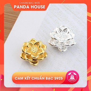 Charm bạc s925 hình bông hoa sen size 12.8mm - Panda House