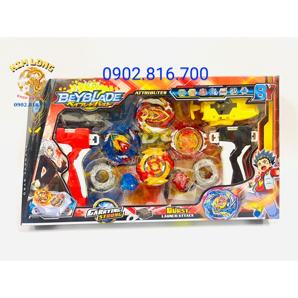Bộ 2 Con Quay BEYBLADE vòng xoay thần tốc siêu mạnh có Tay Cầm 542