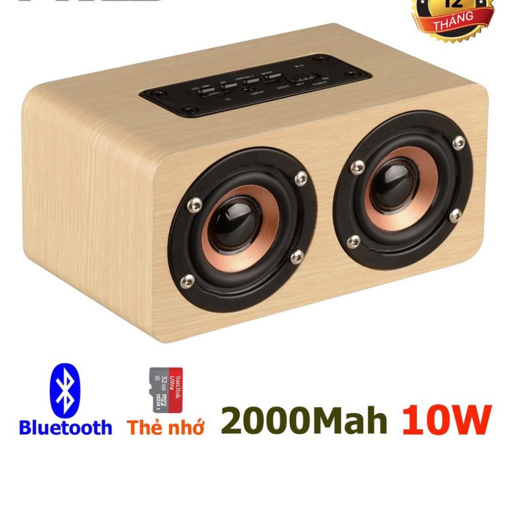 Freeship 50k Loa gỗ bluetooth hỗ trợ đọc thẻ nhớ âm thanh nổi HIFI siêu trầm W5 -dc2179