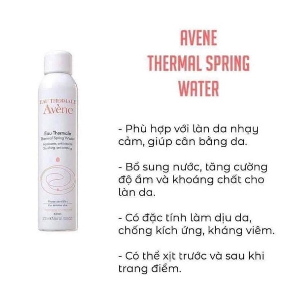 Xịt Khoáng Avène Thermal Spring Water 300ml. Giúp cung cấp độ ẩm, làm dịu da,chống lão hóa