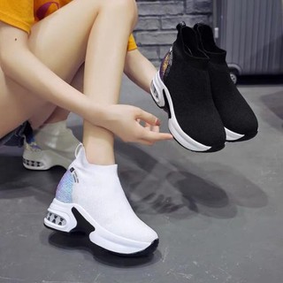 Giày thể thao đế độn nữ thun 8cm hàng Quảng Châu