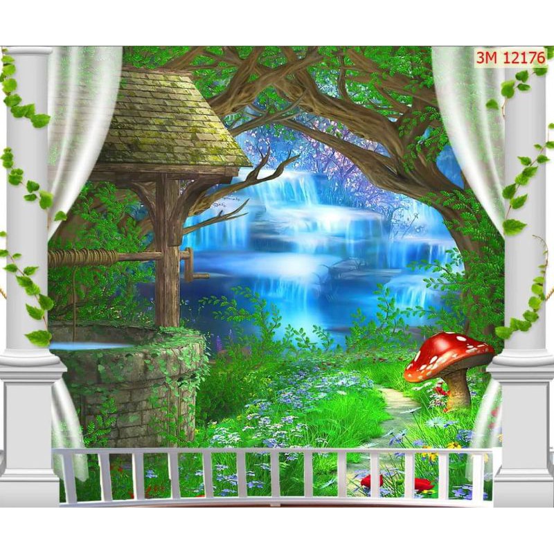 tranh Lụa 3d dán tường phong cảnh, Cửa sổ 120x80cm | Shopee Việt Nam