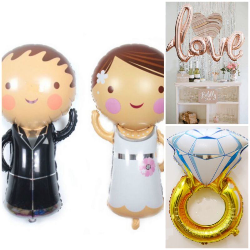 (freeship)( y hình size to)  Bóng Trang Trí Cô Dâu, Chú Rể Phòng Cưới