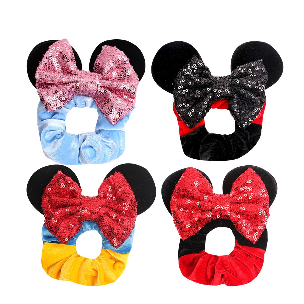 DISNEY Ns2 Dây Cột Tóc Đính Kim Sa Hình Mickey Minnie Dành Cho Bé Gái Chủ Đề Tiệc Tùng Công Viên Dự Tiệc Tùng